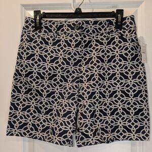 Talbots NWT Navy Rope Print Shorts Size 4 7” Inseam Weekend Twill